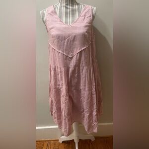 Garnet Hill tiered soft pink cotton dress